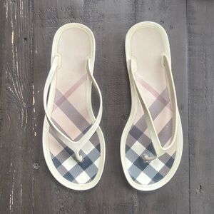 Burberry Beige Plaid Flip Flop Sandals
